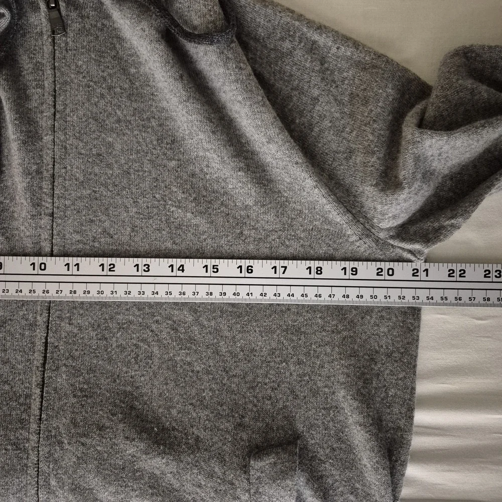 Banana Republic Mens Merino Wool Blend Full Zip Hoodie Gray Elbow Patch Medium